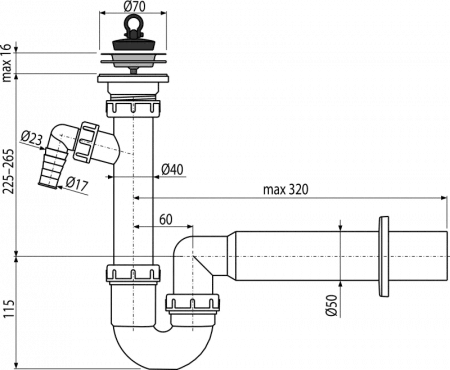 Сифон AlcaPlast A810-DN50