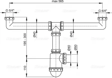 Сифон AlcaPlast A448-DN50/40