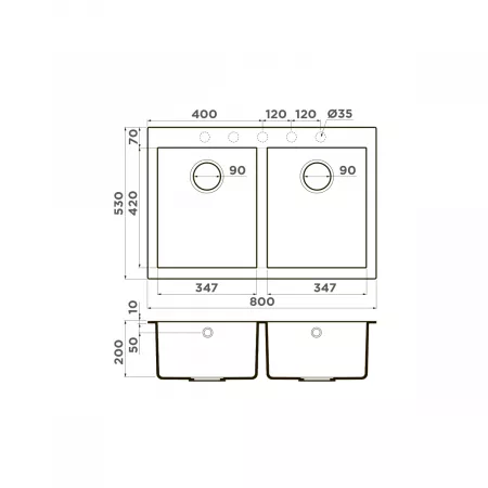 Мойка Omoikiri Bosen 80-2-DC темный шоколад (800x530 мм) 4993840
