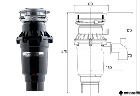 Измельчитель пищевых отходов Bone Crusher 810 Slim Line (BC810-SL)