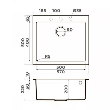 Мойка Omoikiri Bosen 57-CH шампань (570x500 мм) 4993244