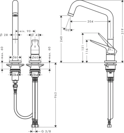 Смеситель AXOR Citterio M 34820820 шлифованный никель