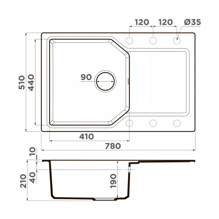 Мойка Omoikiri Yonaka 78-DC темный шоколад (780x510 мм) 4993707