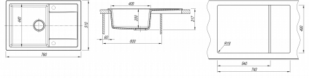Мойка Dr. Gans Техно-760 терра 25.030.D0760.405 (760x510 мм)