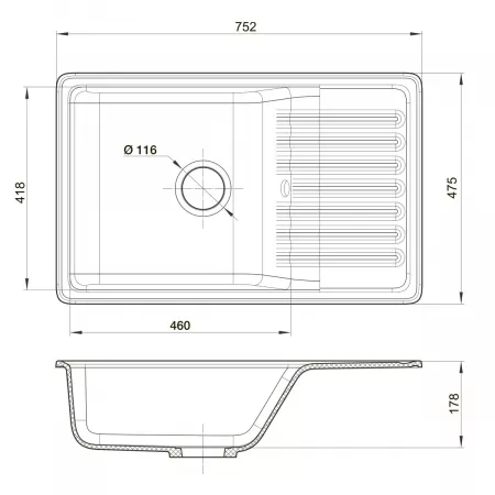 Мойка GranFest Quarz терракот (475x752 мм) 72 терракот