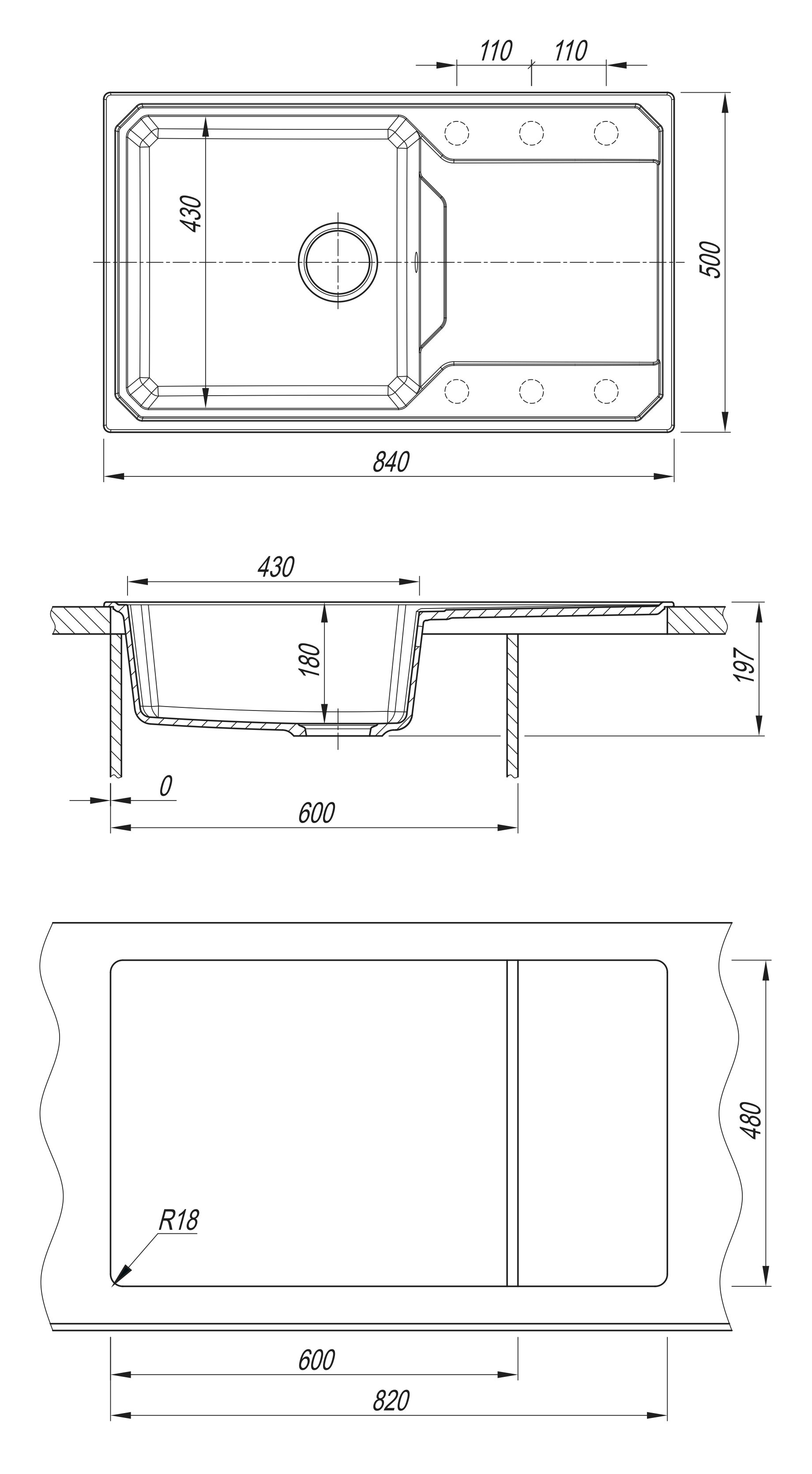 Мойка Bamboo Кардинал 840 латте 29.030.D0840.403 (840x500 мм)