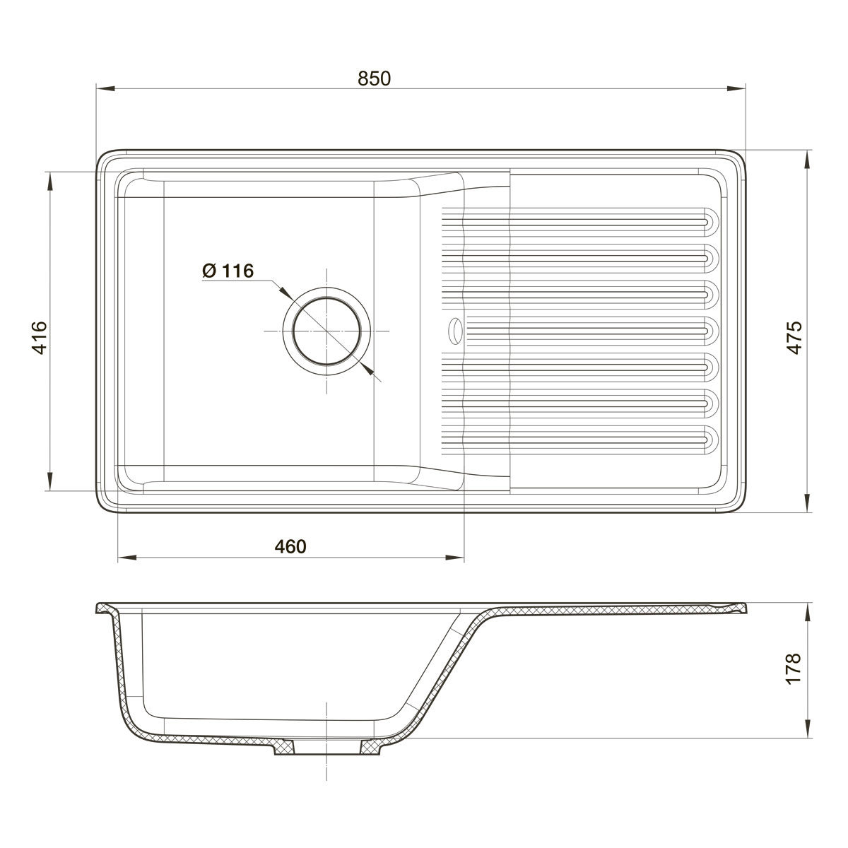 Мойка GranFest Quarz белый  (475x850 мм) 73 белый