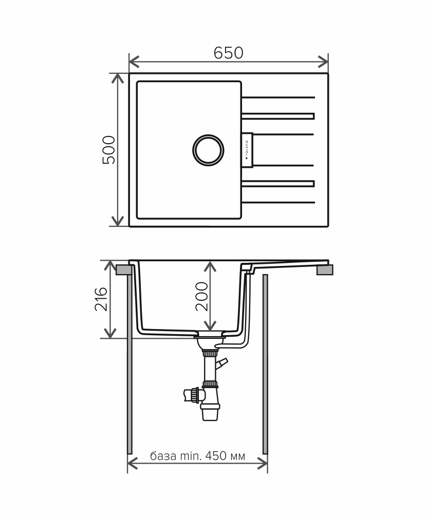Мойка Tolero Loft TL-650 сафари (650x500 мм) 473684