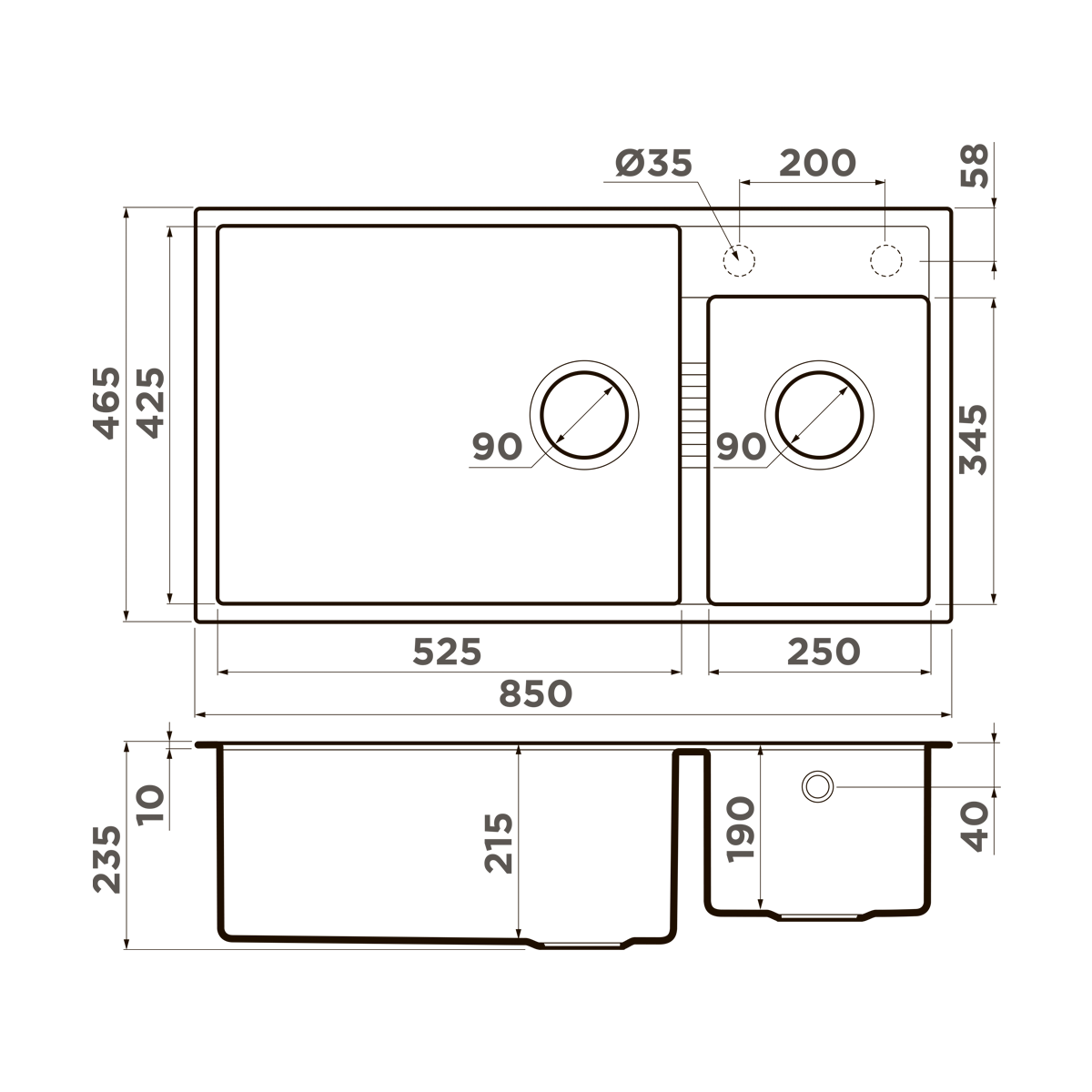 Мойка Omoikiri Tedori 85-2-U-BE ваниль (680x500 мм) 4993941