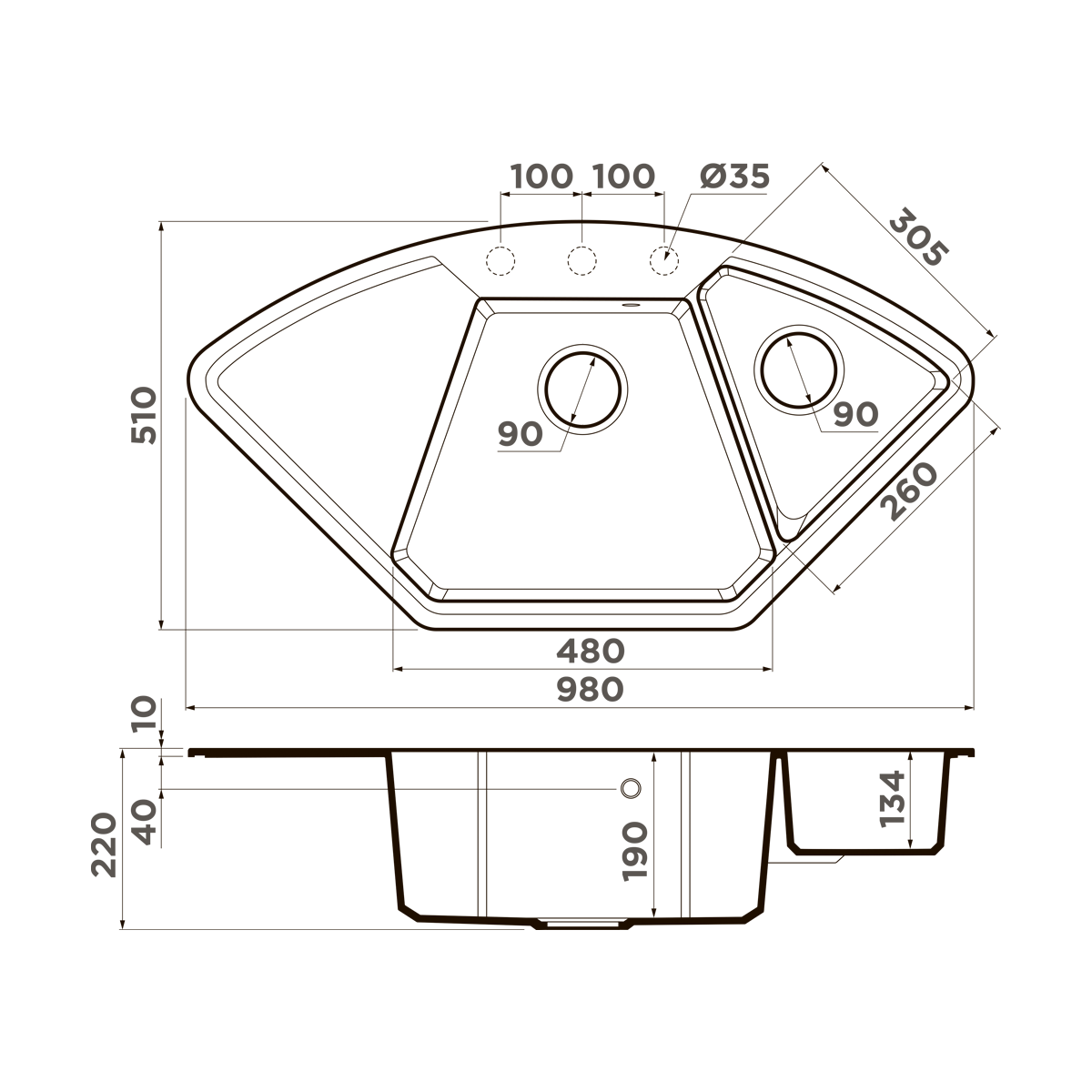 Мойка Omoikiri Yonaka 98-C-CA карамель (980x500 мм) 4993713