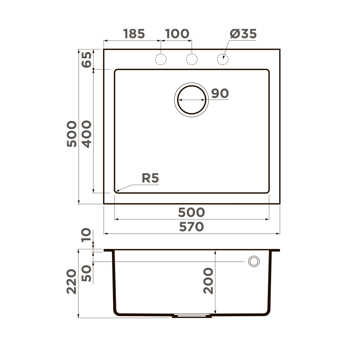 Мойка Omoikiri Bosen 57-DC темный шоколад (570x500 мм) 4993220