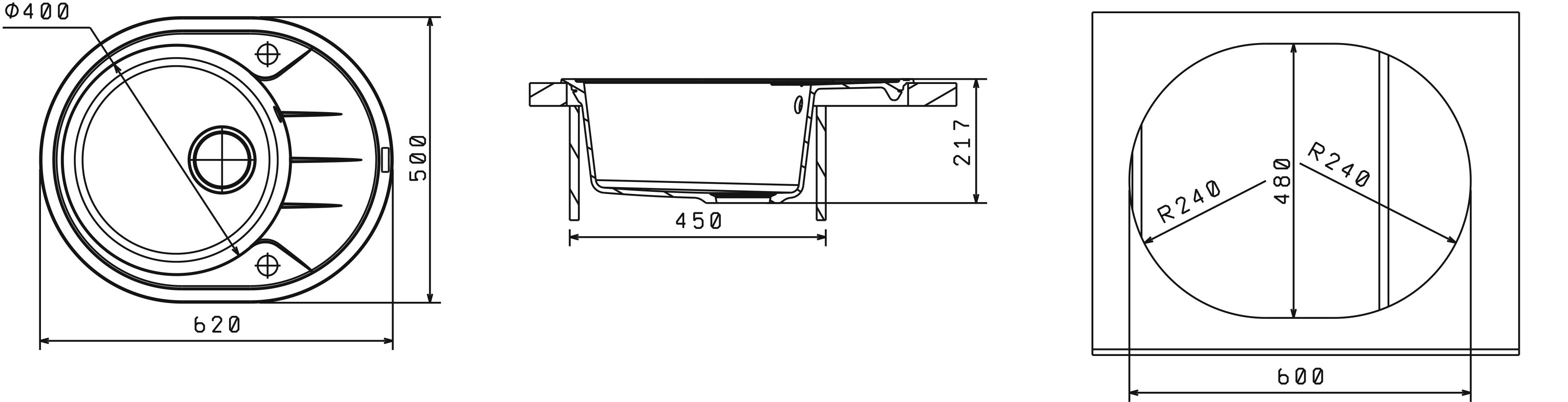 Мойка Florentina Родос-620 Грей (620x500 мм) 20.245.B0620.305