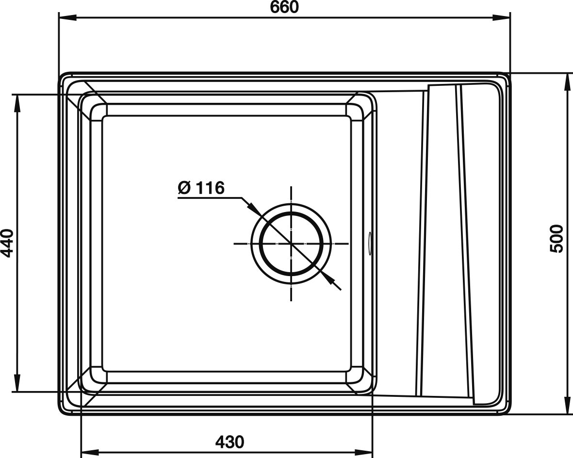 Мойка GranFest Level графит (660x500 мм) LV--660 L граф