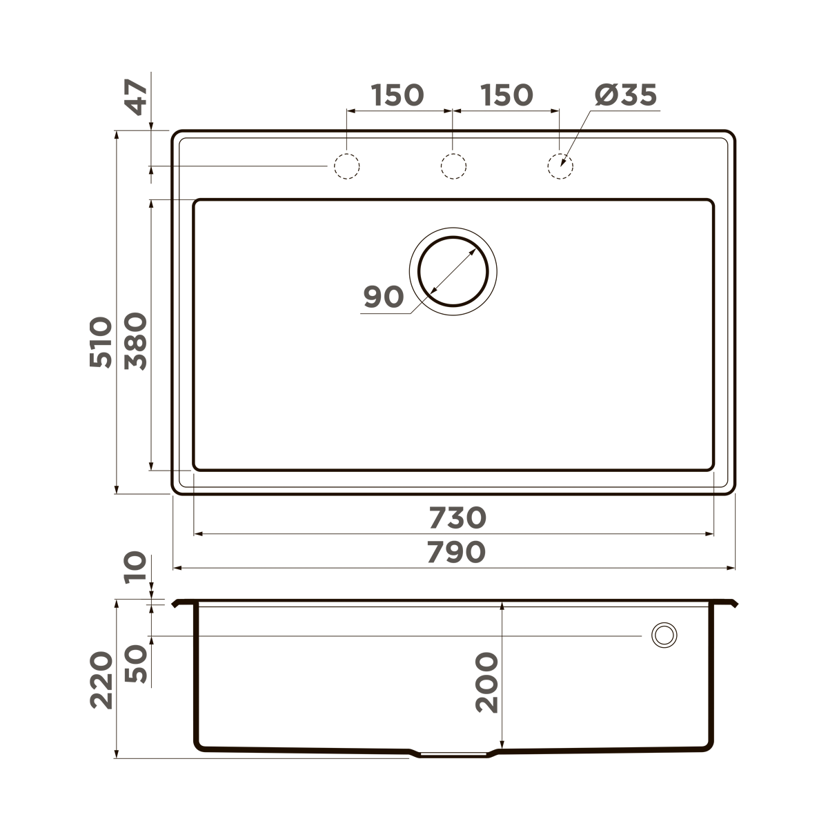 Мойка Omoikiri Tedori 79-WH белый (790x510 мм) 4993951