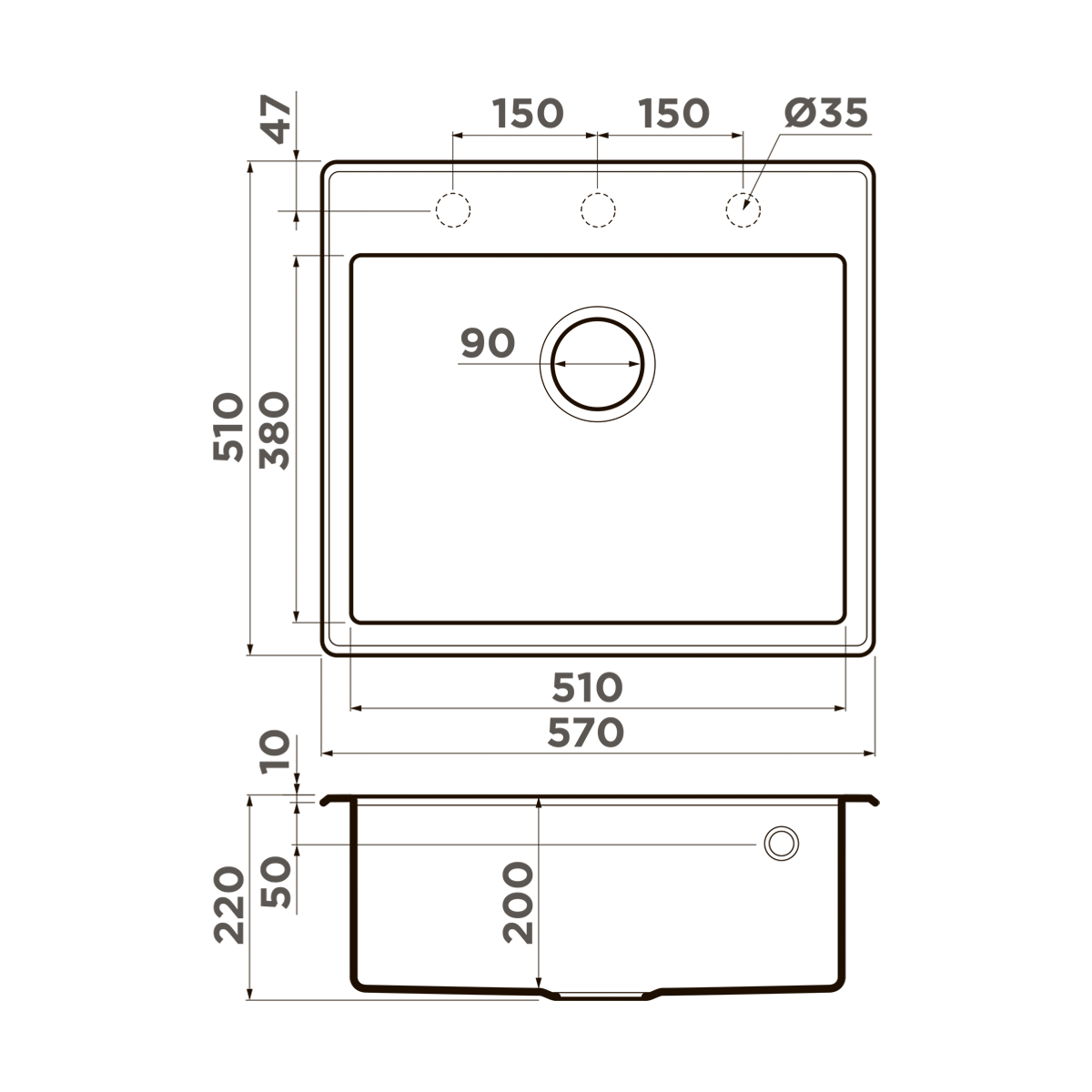 Мойка Omoikiri Tedori 57-SA бежевый (570x510 мм) 4993982