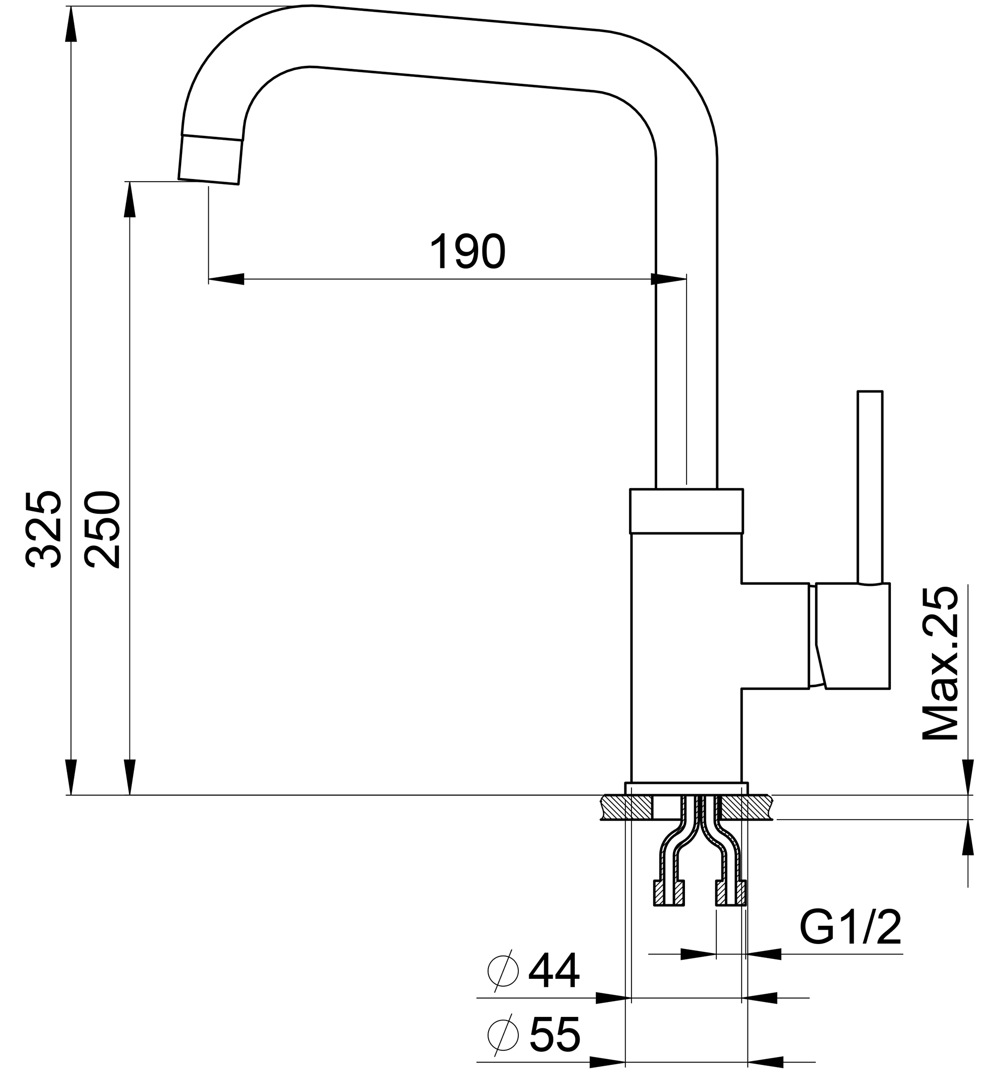 Смеситель Granula GR-0041 алюминиум