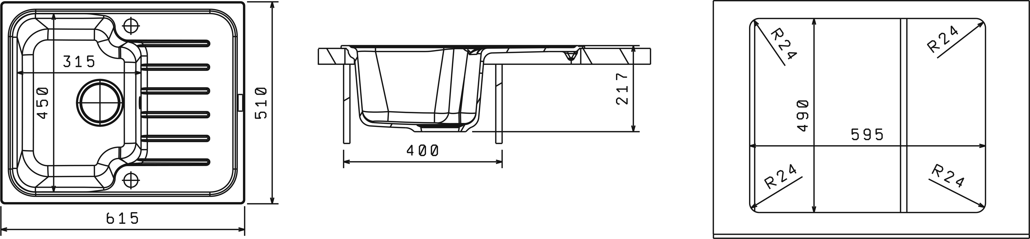 Мойка Florentina Таис-615 Черный  (615x510 мм) 20.235.A0615.102