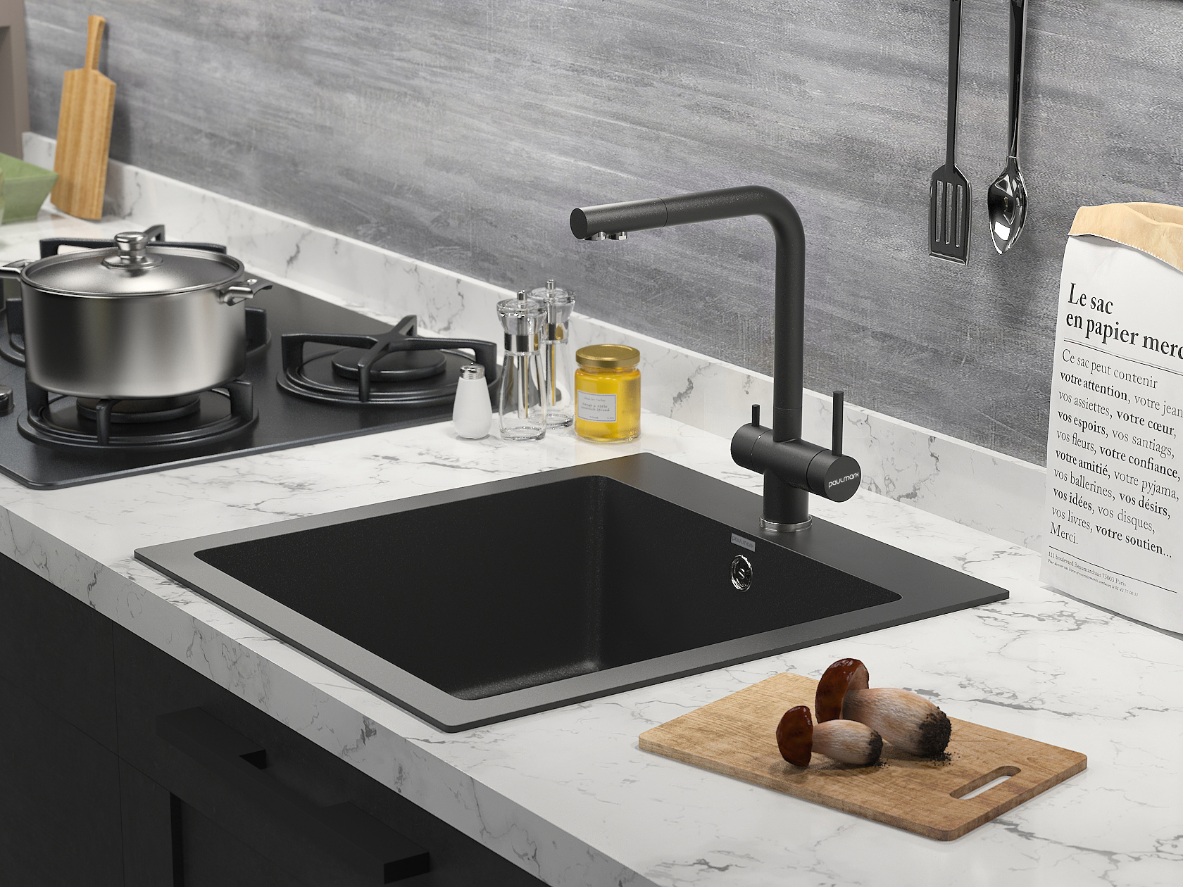 Смеситель Paulmark Skalen Sk213020-418 черный металлик