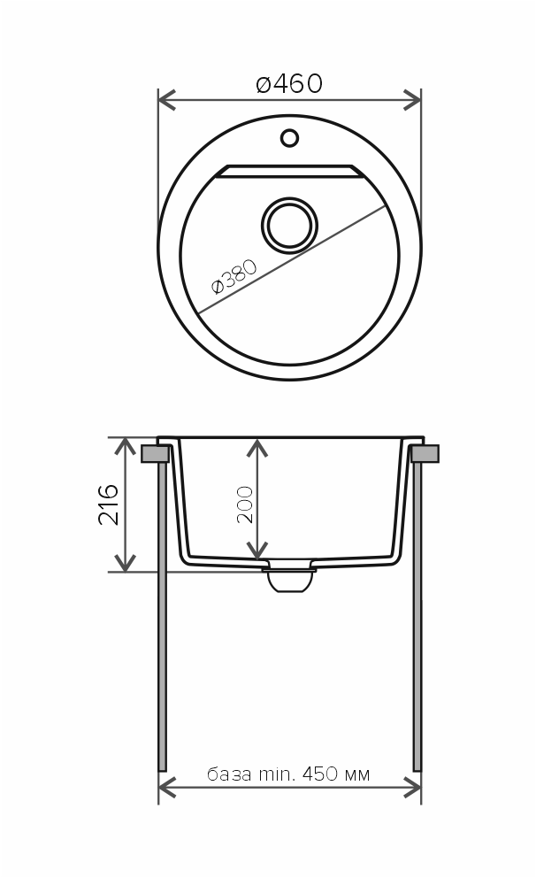 Мойка Polygran Atol-460 песочный (460x460 мм) 678927