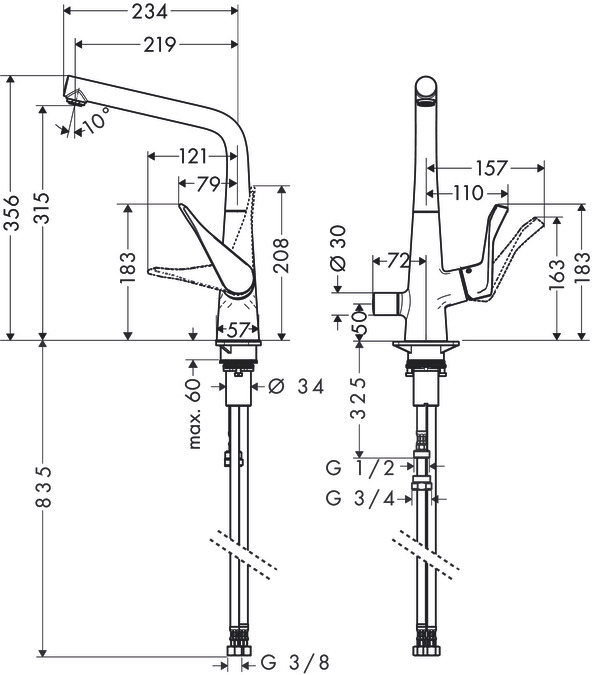 Смеситель Hansgrohe Metris 14888000 хром