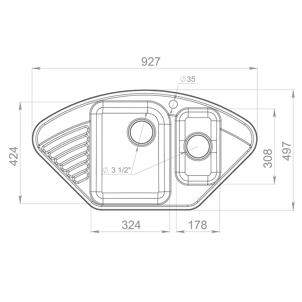 Мойка Raiber Айфель антрацит RQ987 (930x500 мм)