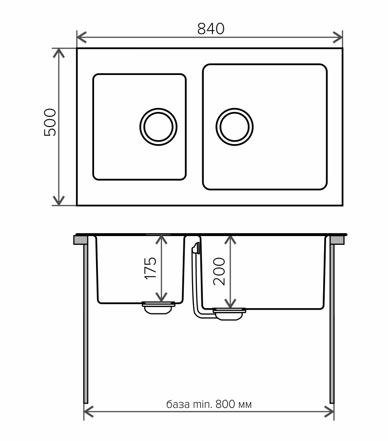 Мойка Tolero Twist TTS-840 черный (840x500 мм) 474308