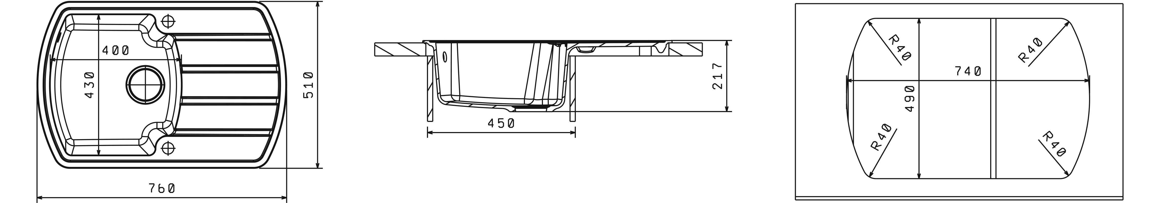 Мойка Florentina Нире-760 Мокко  (760x510 мм) 20.195.B0760.303