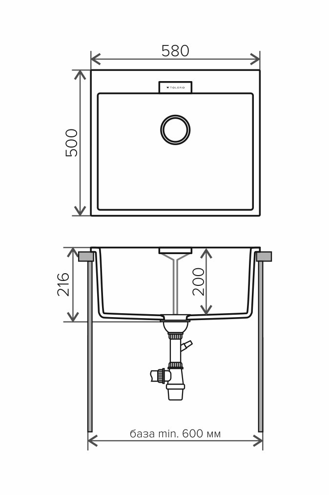 Мойка Tolero Loft TL-580 белый (580x500 мм) 473554