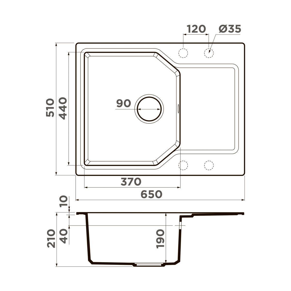 Мойка Omoikiri Yonaka 65-BL черный (650x510 мм) 4993348