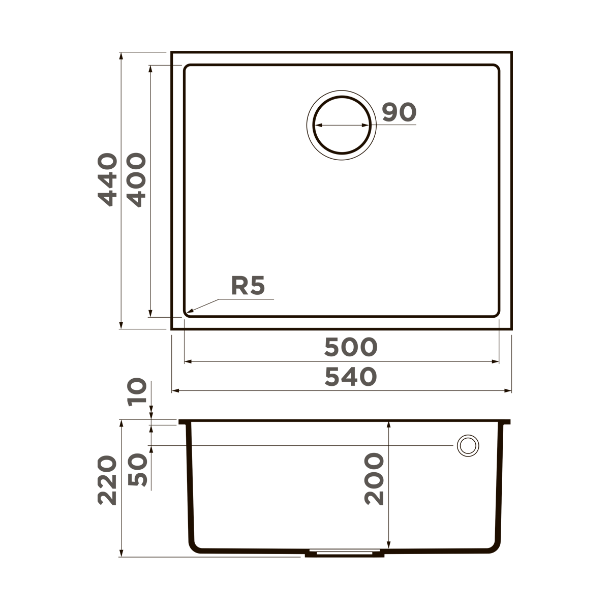 Мойка Omoikiri Bosen 54-U-GR leningrad grey (540x440 мм) 4993539