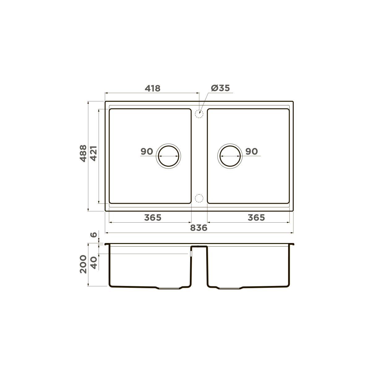 Мойка Omoikiri Kitagawa 83-2-U-WH белый (836x488 мм) 4993809