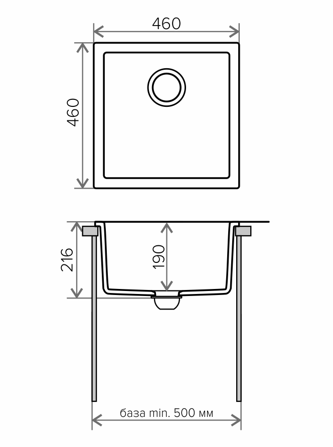 Мойка Tolero Classic R-128 черный (460x460 мм) 473264