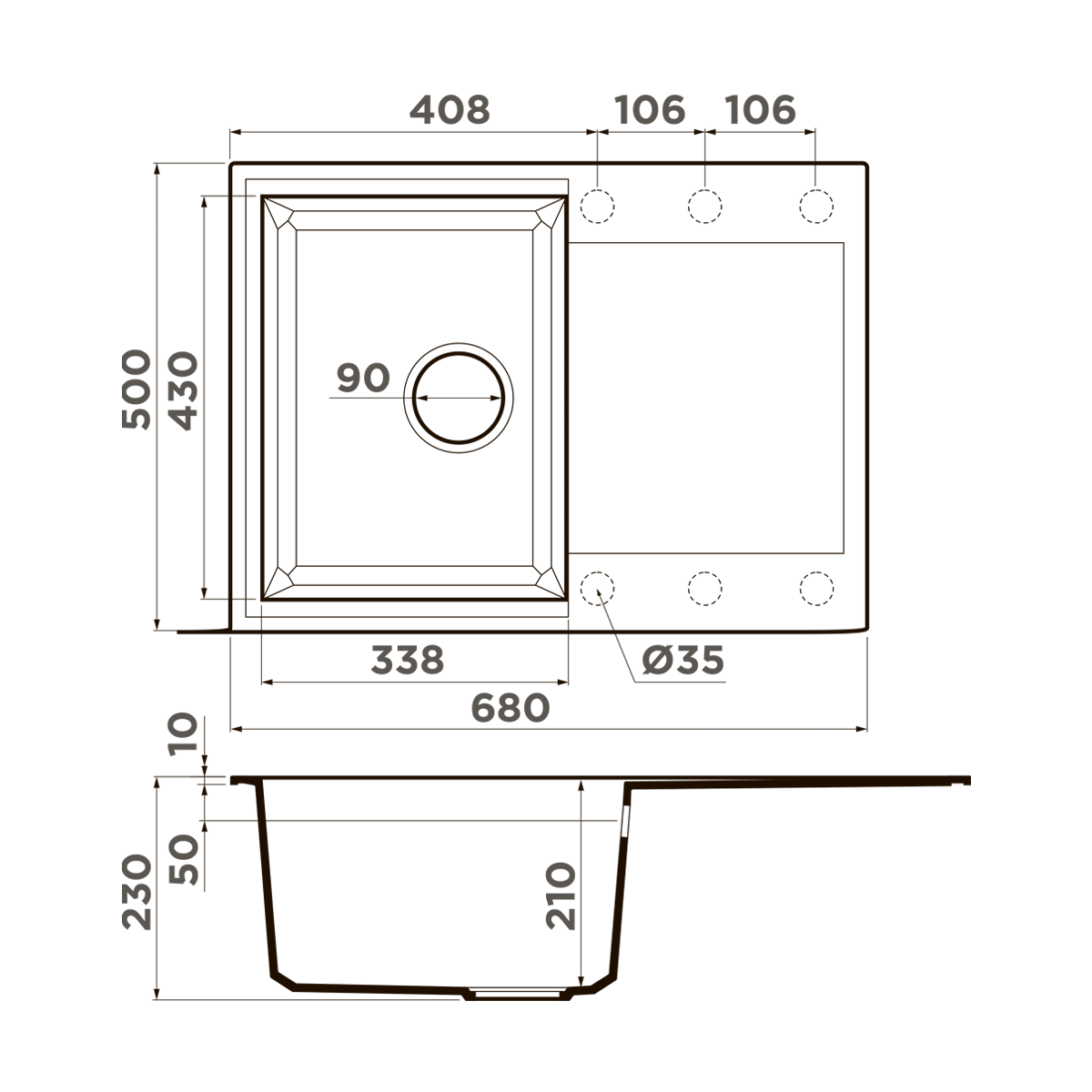 Мойка Omoikiri Sakaime 68-WH белый (680x500 мм) 4993126