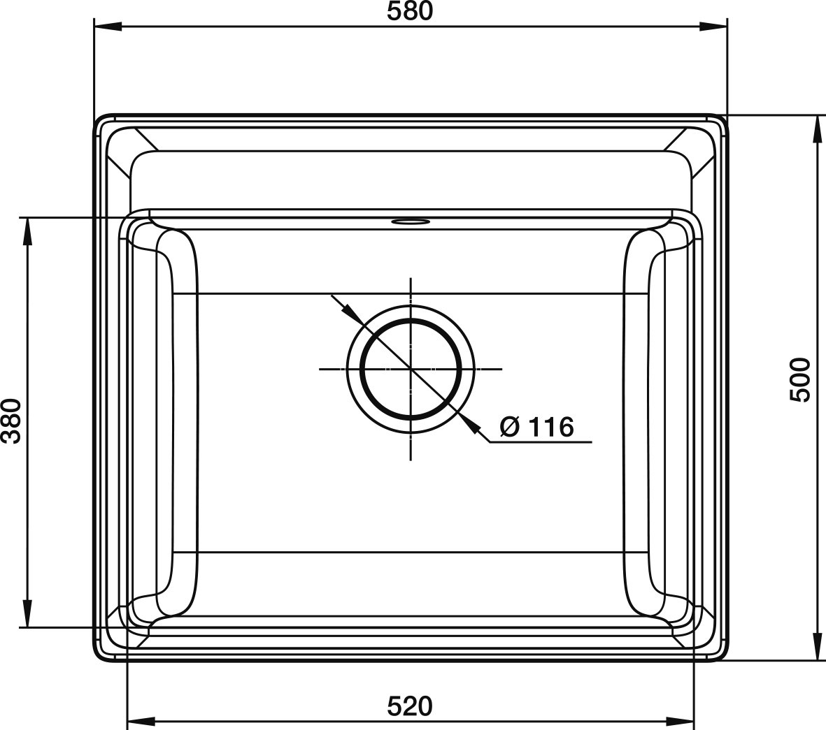 Мойка GranFest Vertex иней (580x500 мм) V-580 иней