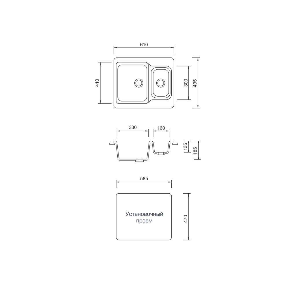 Мойка AquaGranitEx M-09 (328) бежевый (610x495 мм)