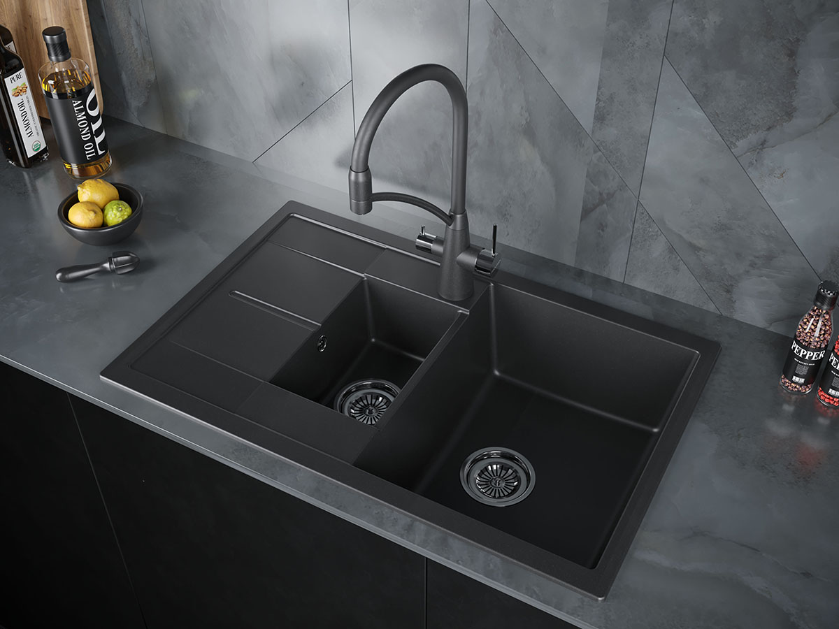 Мойка Paulmark Feste PM237850-BL черный (775x495 мм)