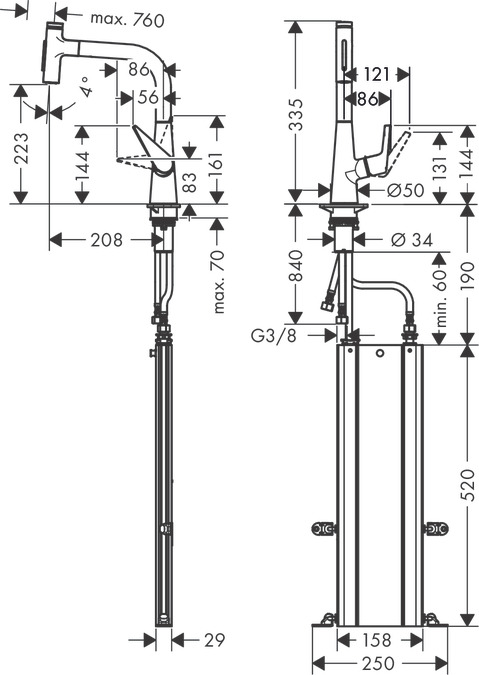 Смеситель Hansgrohe Talis Select 73868800 под сталь