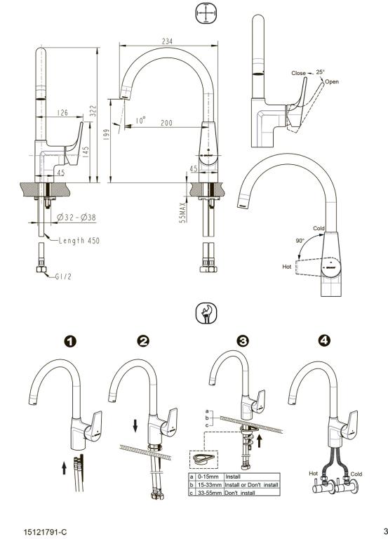 Смеситель Bravat VEGA F7119177CP-3 хром