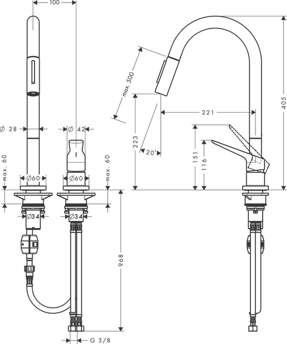 Смеситель AXOR Citterio M 34822250 шлифованное золото