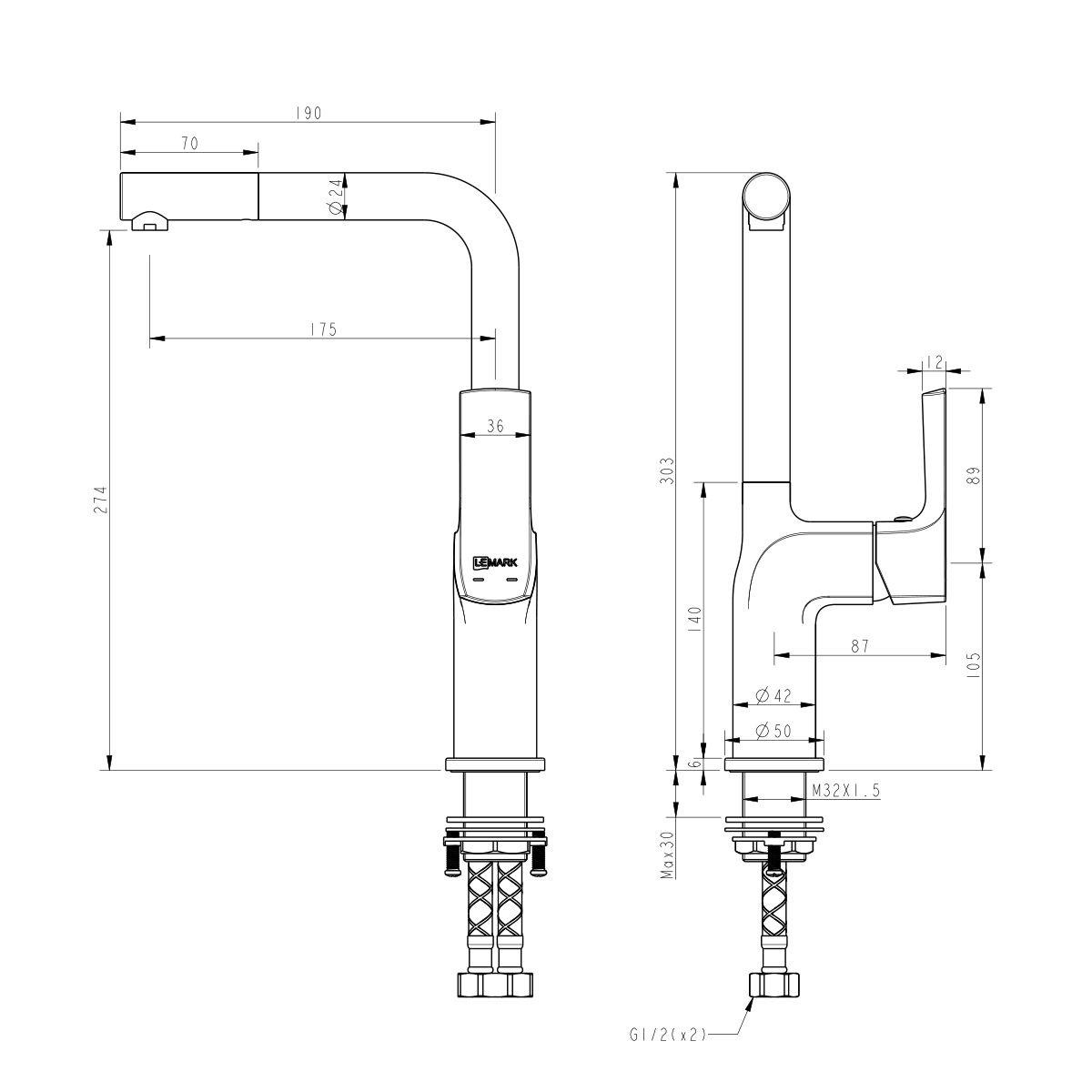 Смеситель Lemark Ursus LM7205BLR черный/золото
