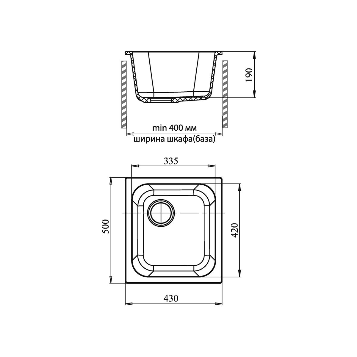 Мойка GranFest Standart графит (500x430 мм) S-430 граф