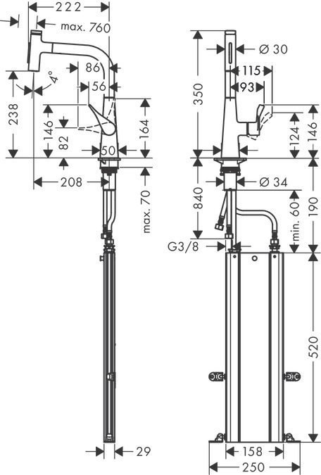 Смеситель Hansgrohe Metris Select 73817000 хром