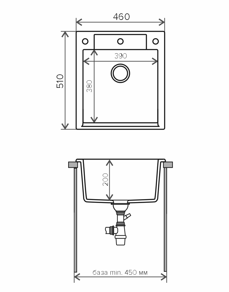 Мойка Tolero Classic R-117 черный (460x510 мм) 473028