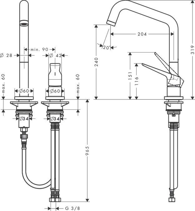 Смеситель AXOR Citterio M 34820820 шлифованный никель