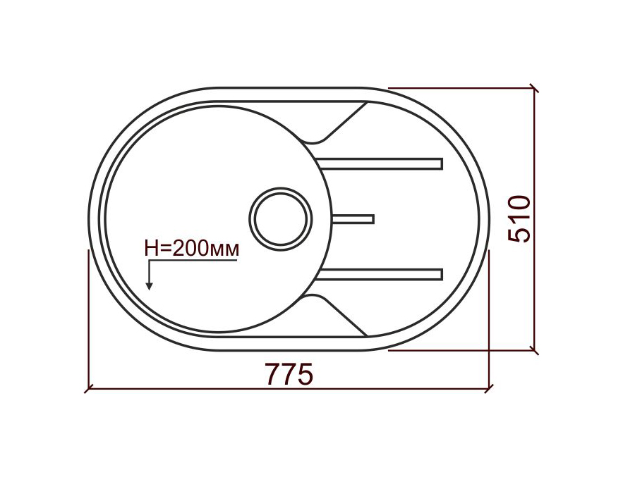Мойка Tolero Classic R-116 серый металлик (775x500 мм) 472977