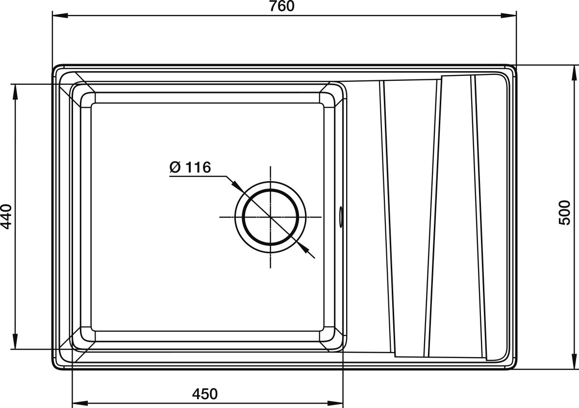 Мойка GranFest Level графит (760x500 мм) LV--760 L граф