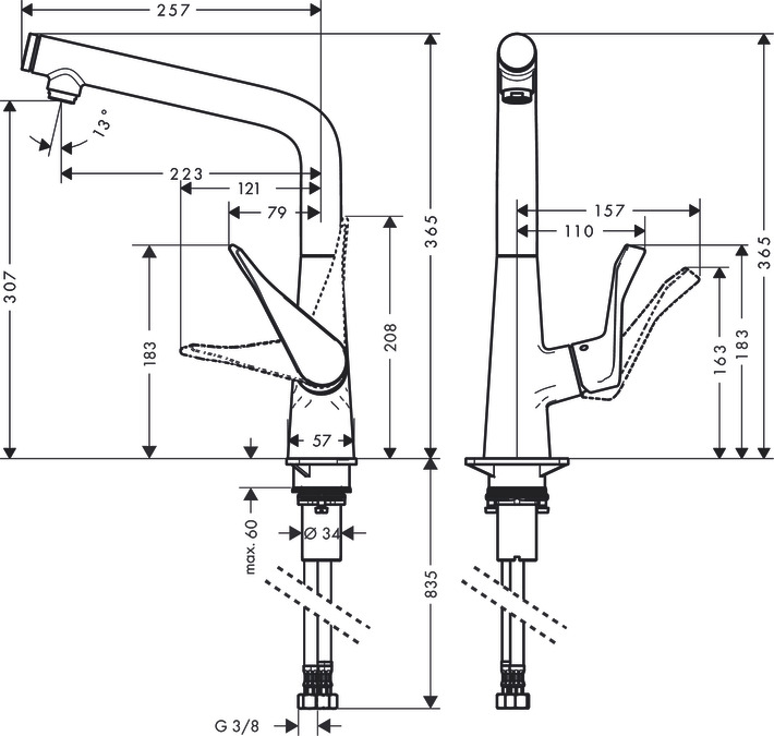 Смеситель Hansgrohe Metris Select 14883000 хром