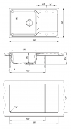 Мойка Bamboo Кардинал 840 латте 29.030.D0840.403 (840x500 мм)