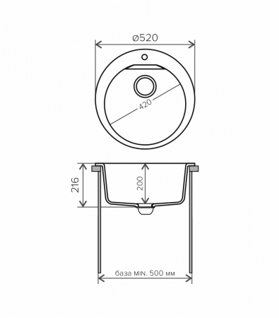 Мойка Polygran Atol-520 песочный (520x520 мм) 627475