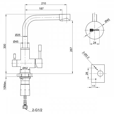 Смеситель Lemark Expert LM5061G золото